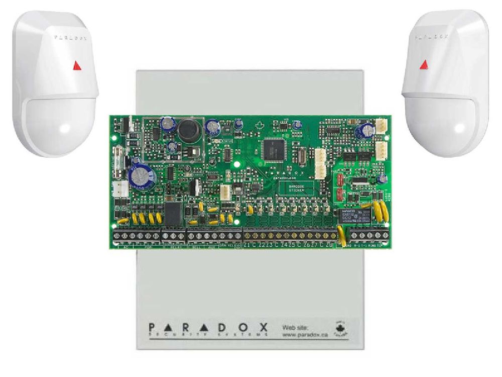 Centrala anti efractie Paradox SP4000+NV5, 4-32 de zone, 2 partitii, SP4000 + 2 Detectori NV5
