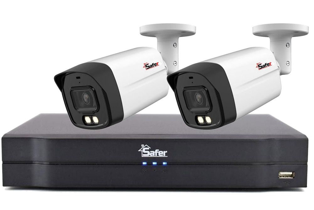 Sistem 2 camere exterior, 5MP 2K, Iluminare duala 40m, Lentila 2.8 mm, Audio, DVR 4 canale Safer KITSAF-2X-5MP28IL40