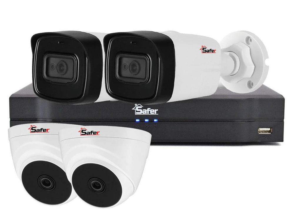 Sistem supraveghere 4 camere mixt, rezolutie 5MP, IR 20 metri Safer, DVR Safer