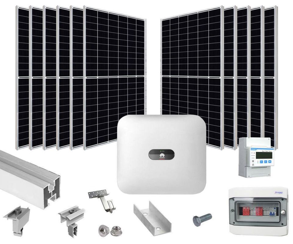 Sistem fotovoltaic hibrid 5KW, trifazat, montaj pe acoperis din tigla, KIT5KW-3FAZE-HUAWEI455