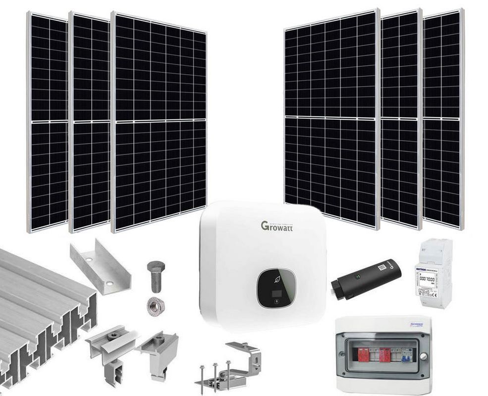 Sistem fotovoltaic Monofazat ON GRID, 3KW, Canadian 460W, Growatt, Smart meter, Wi-Fi, accesorii acoperis tigla, KIT3KW-MONO-GR455