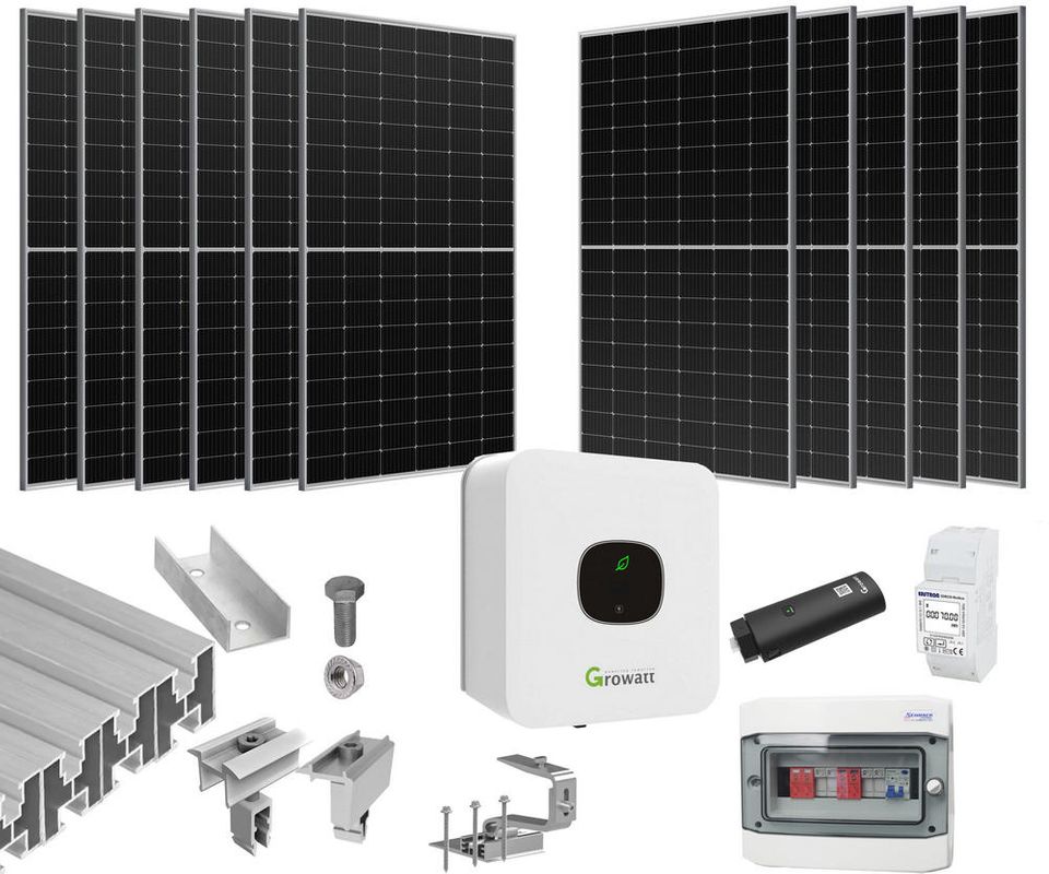 Sistem fotovoltaic ON-GRID 5KW, monofazat, montaj pe acoperis din tigla, KIT5KW-MONO-GR-455