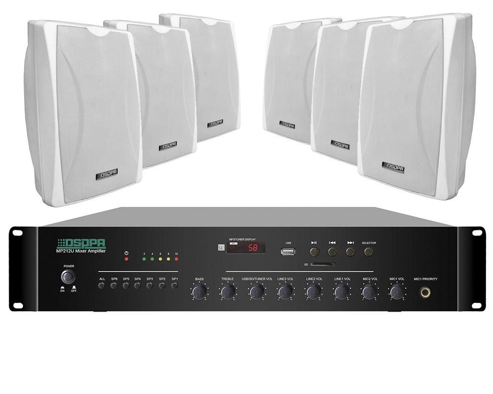 Sistem de sonorizare sala fitness ambiental, 120W, P.A, Alb, KITFITNESSALB
