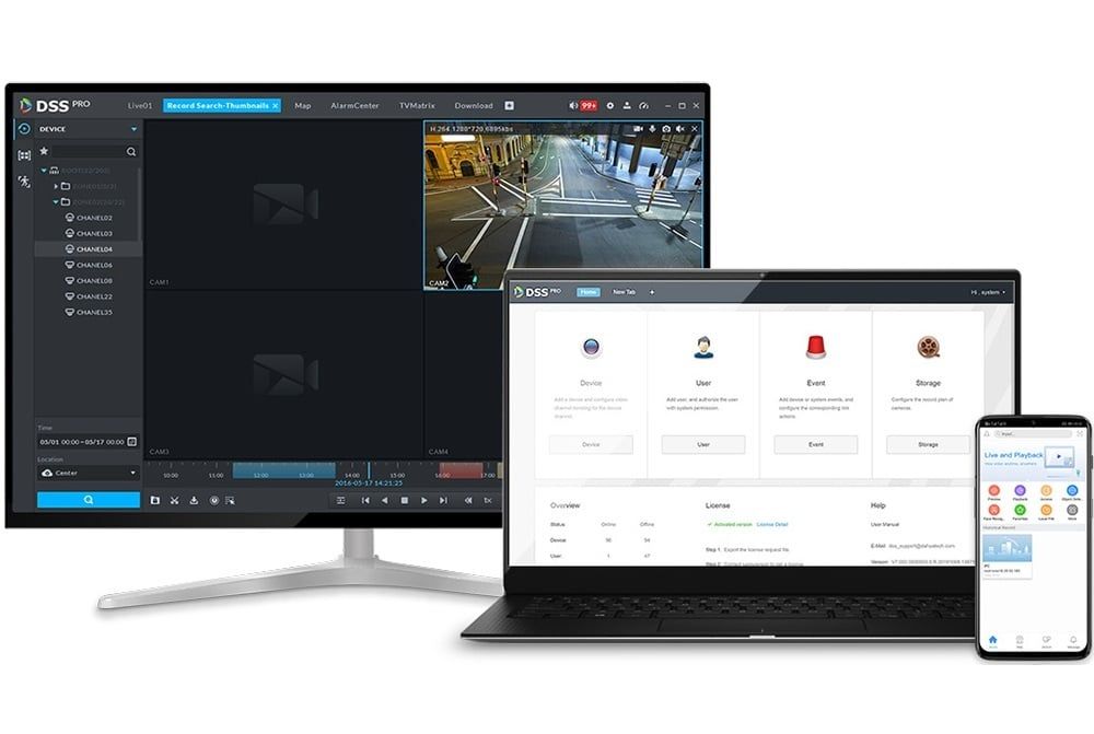 Software VMS pentru gestionarea echipamentelor IP, LPR, control Acces, Alarma, Video, Dahua DSS Profesional
