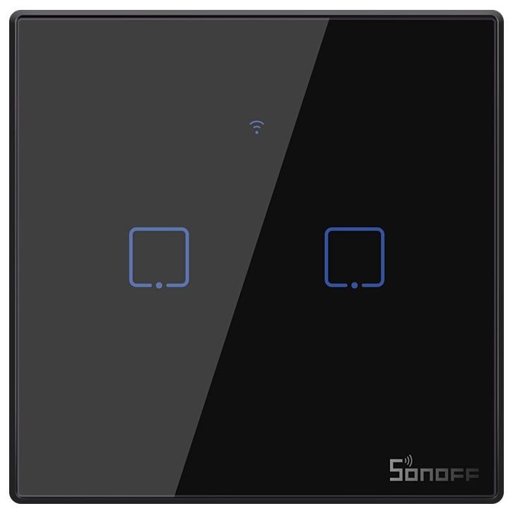 Intrerupator Wifi + RF incastrabil Negru 2 circuite SONOFF SONOFF-TXT3EU2C