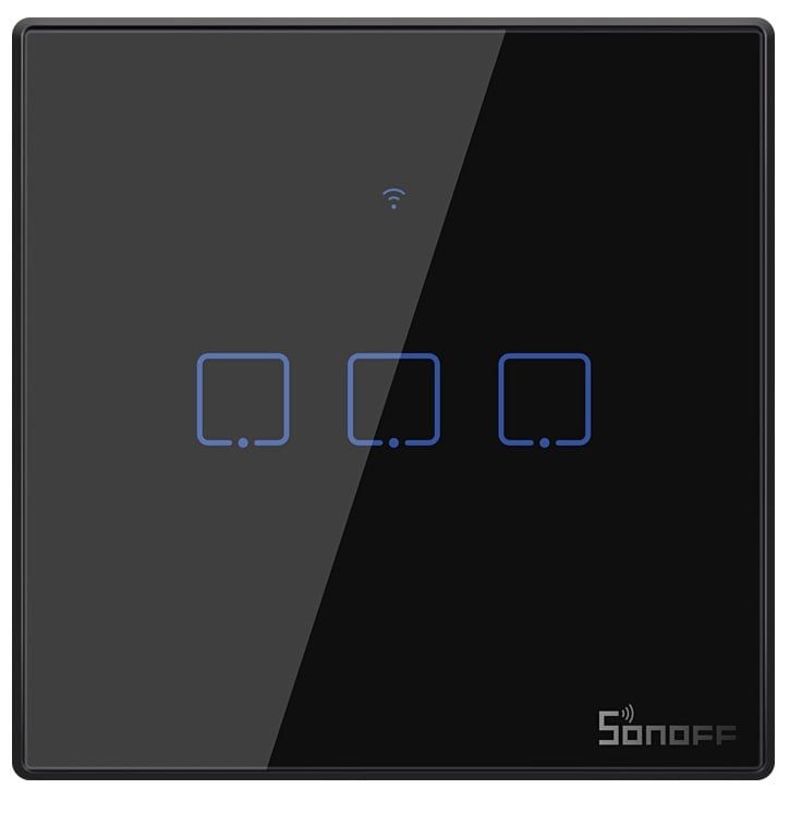 Intrerupator Wifi + RF incastrabil Negru 3 circuite SONOFF-TXT3EU3C