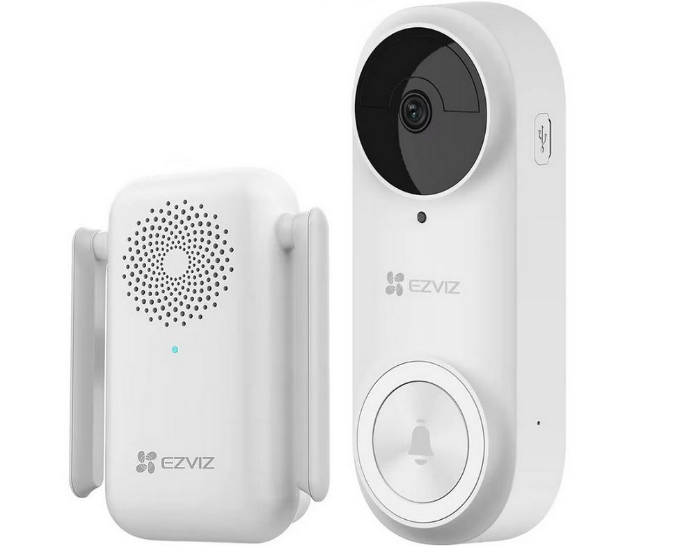 Sonerie DB2 Pro Ezviz EZ-CS-DB2 (5mp), cu camera de 5MP, detectare persoane, Wi-Fi, alarma anti-manipulare, baterie Litiu 5200mAh, slot microSD, IP65