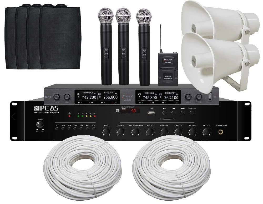 Sonorizare biserica pentru interior-exterior, Public Adress, 6 difuzoare, 100W KITBIS1PRO