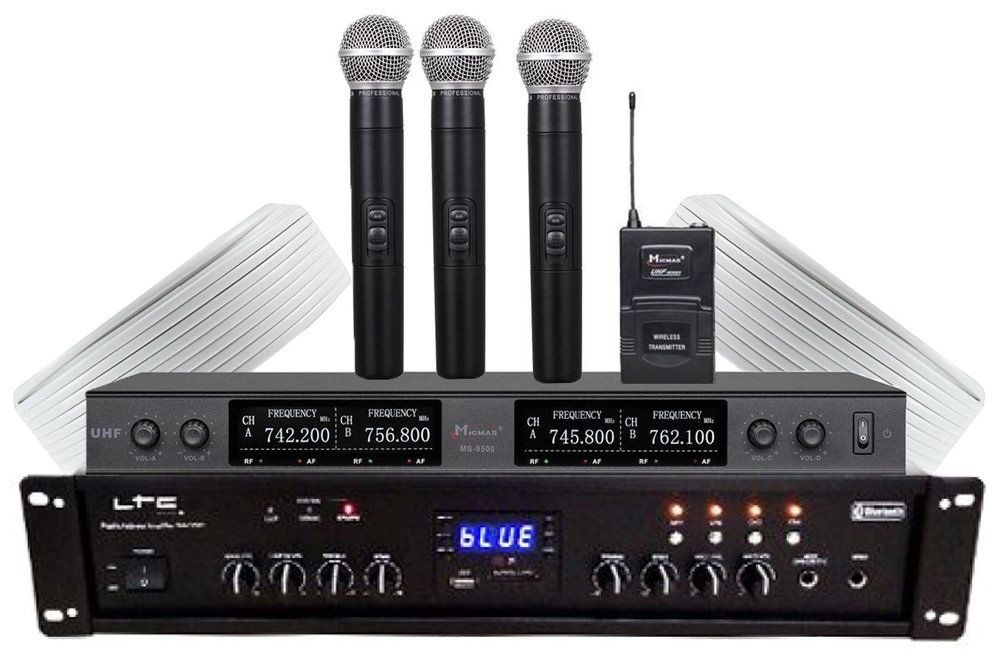 Sonorizare biserica profesionala interior-exterior, 4 microfoane wireless, KITBISPROSI