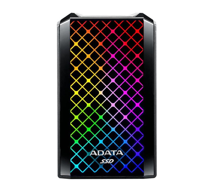 SSD portabil, 1TB, viteza de scriere/citire 2000 Mbps, USB 3.2 Gen 2x2 Type C, lumini RGB, ADATA, ASE900G-1TU32G2-CBK