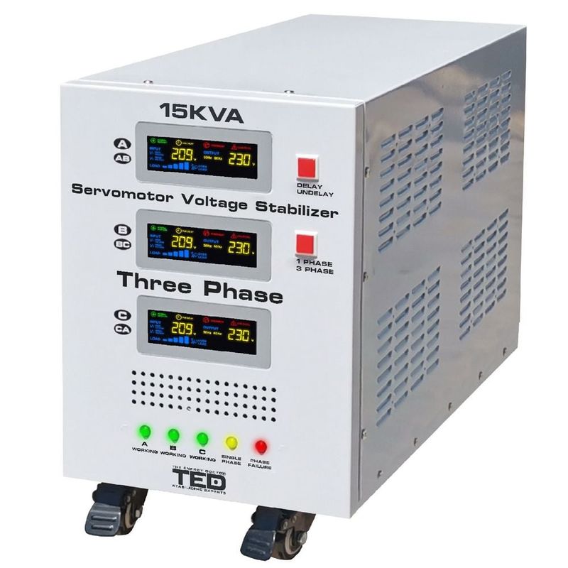 Stabilizator de retea cu servomotor, 15KVA-SVC, 12kW, trifazat, TED000101