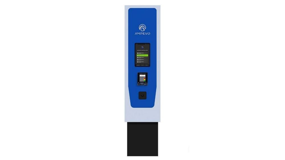 Statie de incarcare masini electrice Ampevo AMP344T2D - IK10 p, 2x 22kW, Type 2, Trifazat, display 10 inch touchscreen, POS, IP66, IK10