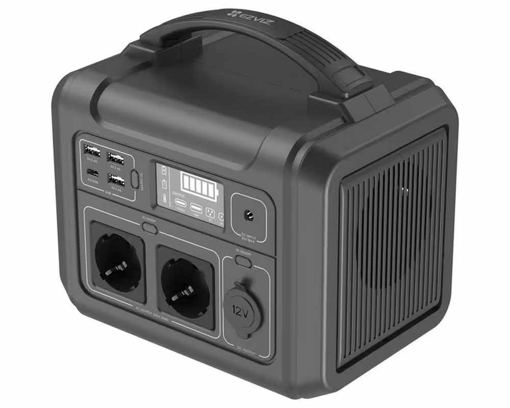Statie de incarcare portabila Ezviz PS300, 313Wh, USB, Lumina LED, Display Smart, 2x priza 220v, negru 