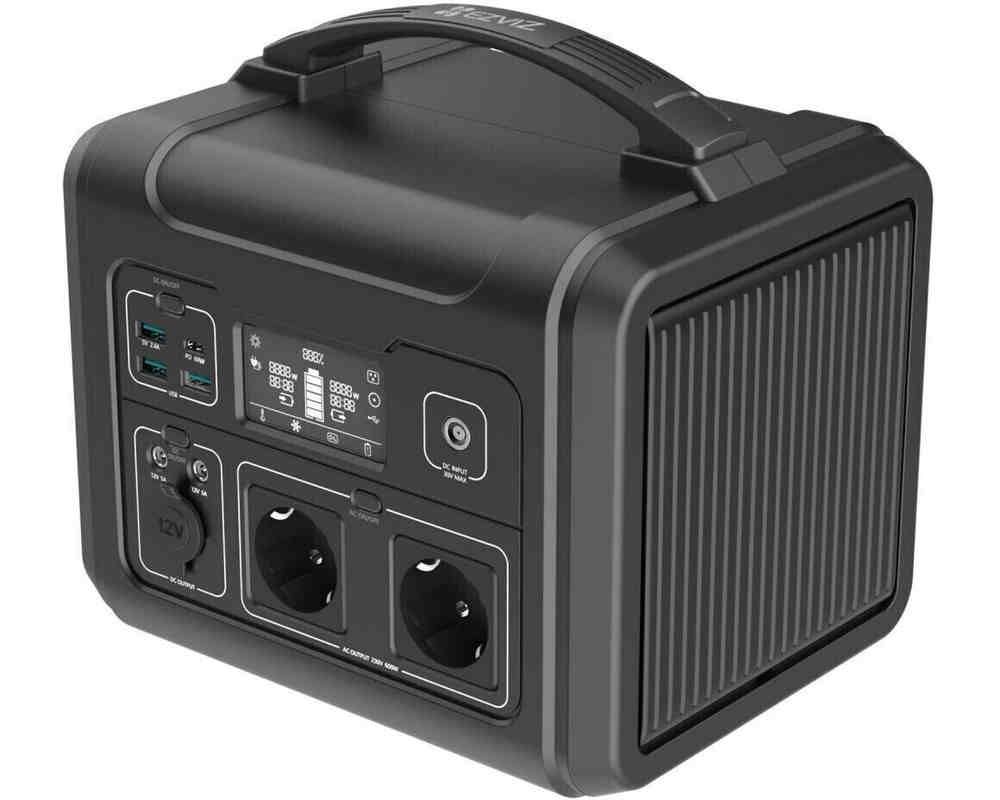 Statie de incarcare portabila Ezviz PS600, 607Wh, USB, Lumina LED, Display Smart, 2x priza 220v, negru 