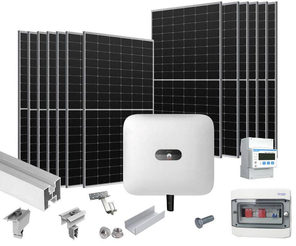 Sistem fotovoltaic 5KW, hibrid, trifazat, montaj pe acoperis din tigla, KIT5KW-3FAZE-HUAWEI380