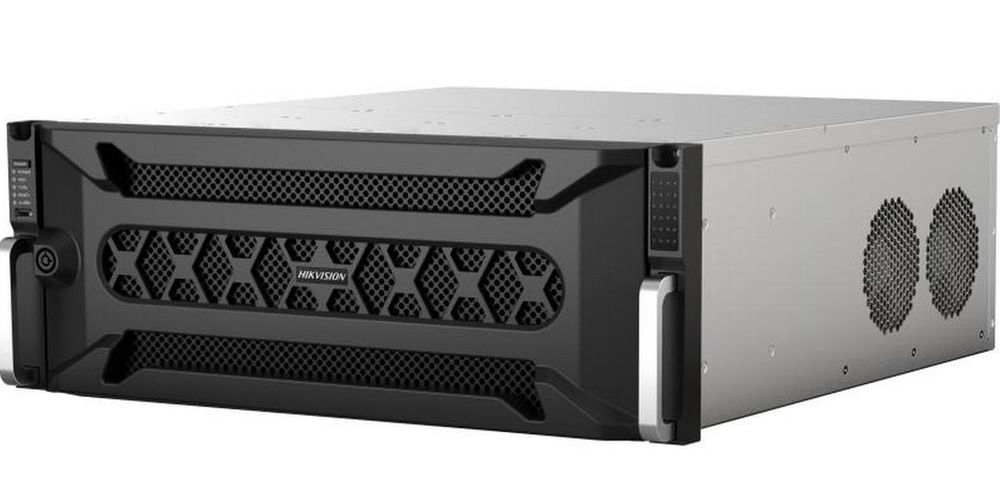 Super NVR 128 canale Hikvision DS-96128NI-I24, 8MP 4K, latime banda 576 Mbps, Alarma, 24x port SATA, 1x port eSATA, 2x HDMI