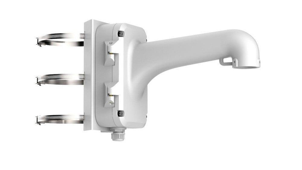 Suport de montare pe stalp vertical, pentru camere Hikvision Speed Dome, aliaj din aluminiu si otel, diametru stalp 67 la 127mm, Hikvision DS-1604ZJ-Pole