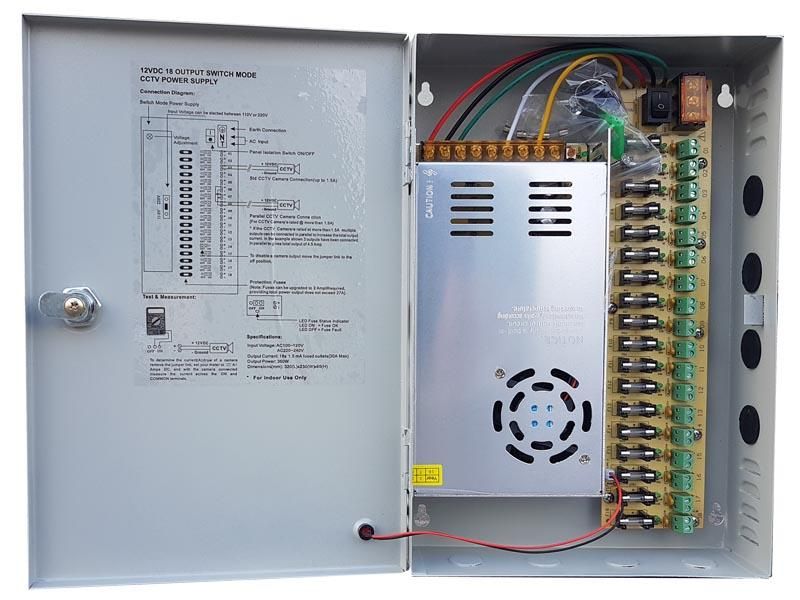 Sursa de alimentare 12V - 30 A cu 18 iesiri protejate