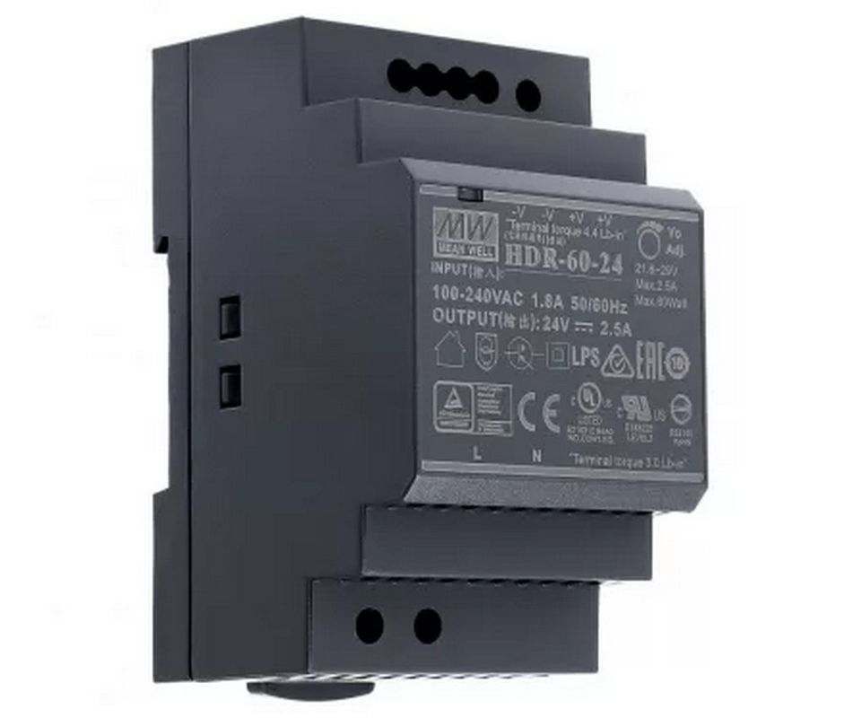 Sursa de alimentare ultra slim, 24V, 2.5A, montaj pe sina DIN, HDR-60-24