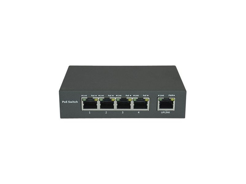 Switch 4 canale POE industrial pentru sisteme IP cu intrare pe FIBRA