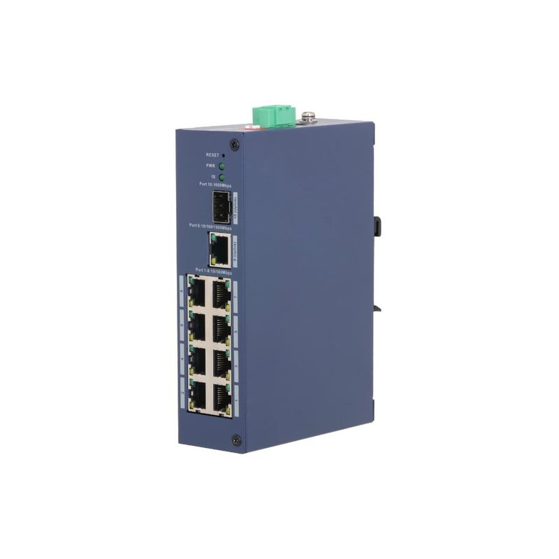 Switch industrial Dahua CHS4110-8ET-110, 8 porturi 10/100 Mbps, 1 port Gigabit RJ45, 1 port Gigabit SFP, management cloud
