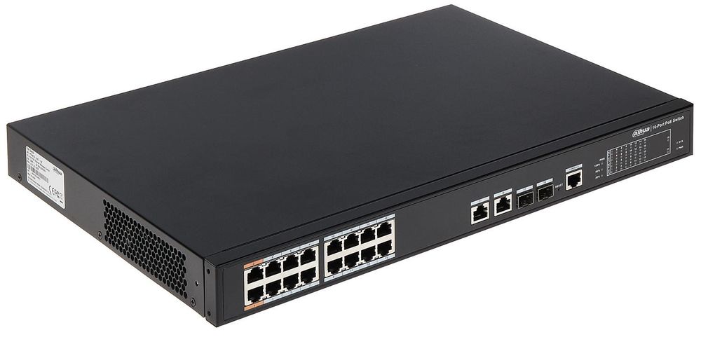 Switch Poe 16 canale + 2 Hi-Poe + 2 SFP 190W Dahua PFS4218-16ET-190