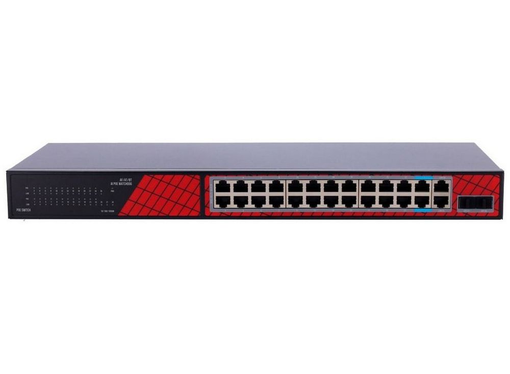 Switch PoE, 28 porturi, 24 porturi PoE, 2 porturi Uplink, 2 porturi SFP, putere 300W, Safer SF-SW2824HIPOE-GMF-300
