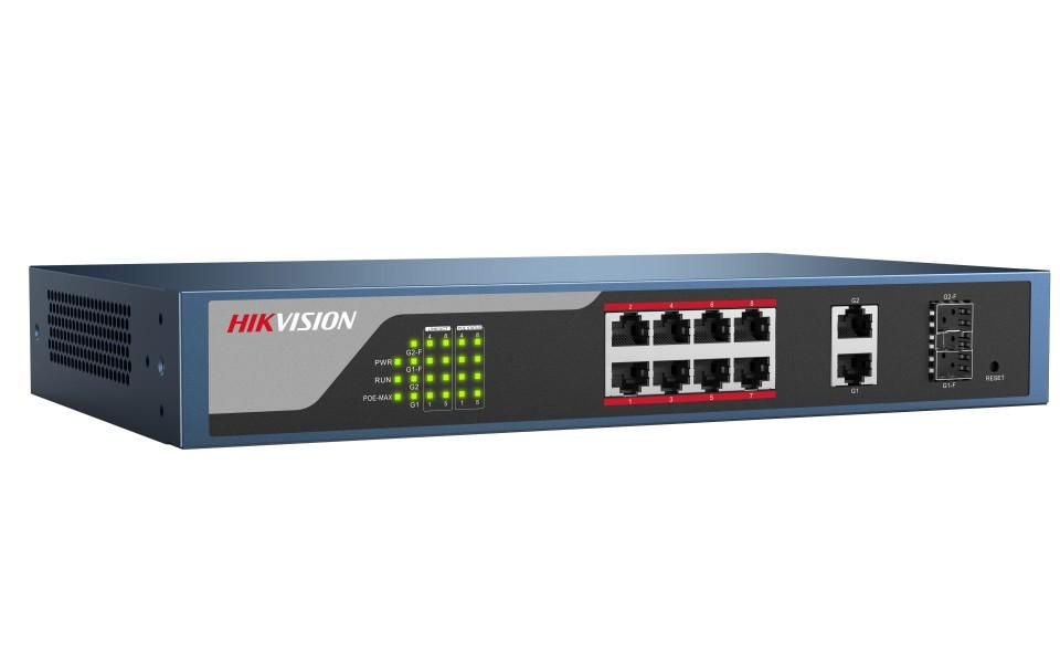 Switch PoE 8 canale Hikvision 125W, DS-3E1310P-SI