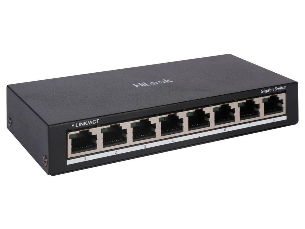 Switch retea 8 porturi Gigabit HiLook NS-0508, fara management, acces 1000M, 16 Gbps, fara ventilator, carcasa metal