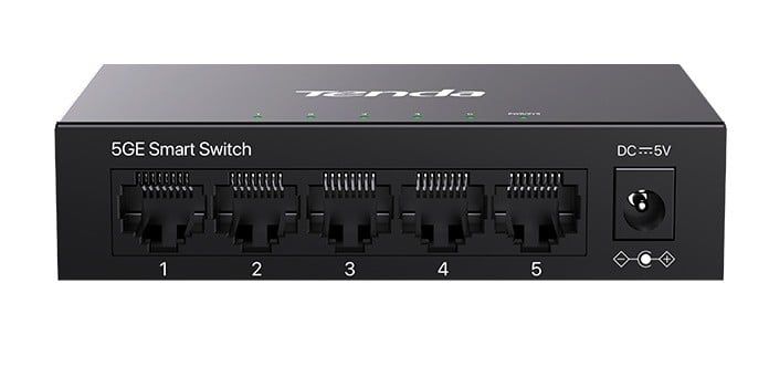 Switch retea administrabil Tenda TND-TEG2205D, 5 porturi RJ45, 10 Gbps, VLAN, QoS, management local si CloudFi, carcasa metalica