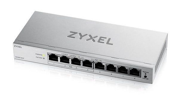 Switch retea desktop Zyxel GS1200-8HPV3-EU0101F, 8 porturi Gigabit, 4xPoE+, 68W, management web, fara ventilator, QoS