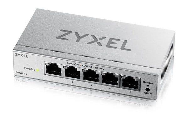 Switch retea Gigabit Zyxel GS1200-5V3-EU0101F, 5 porturi, cu management web, VLAN, QoS, fara ventilator