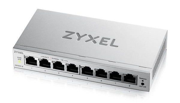 Switch retea Gigabit Zyxel GS1200-8V3-EU0101F, 8x RJ45, management web, L2, VLAN, QoS, IGMP Snooping, Link Aggregation, fara ventilator