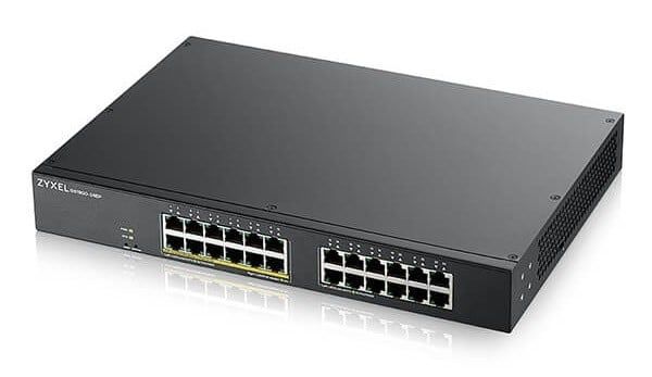 Switch retea Gigabit Zyxel GS1900-24EP-EU0101F, 24 porturi, 12x PoE 802.3at, buget 130W, L2 management inteligent, 48Gbps, montare in rack
