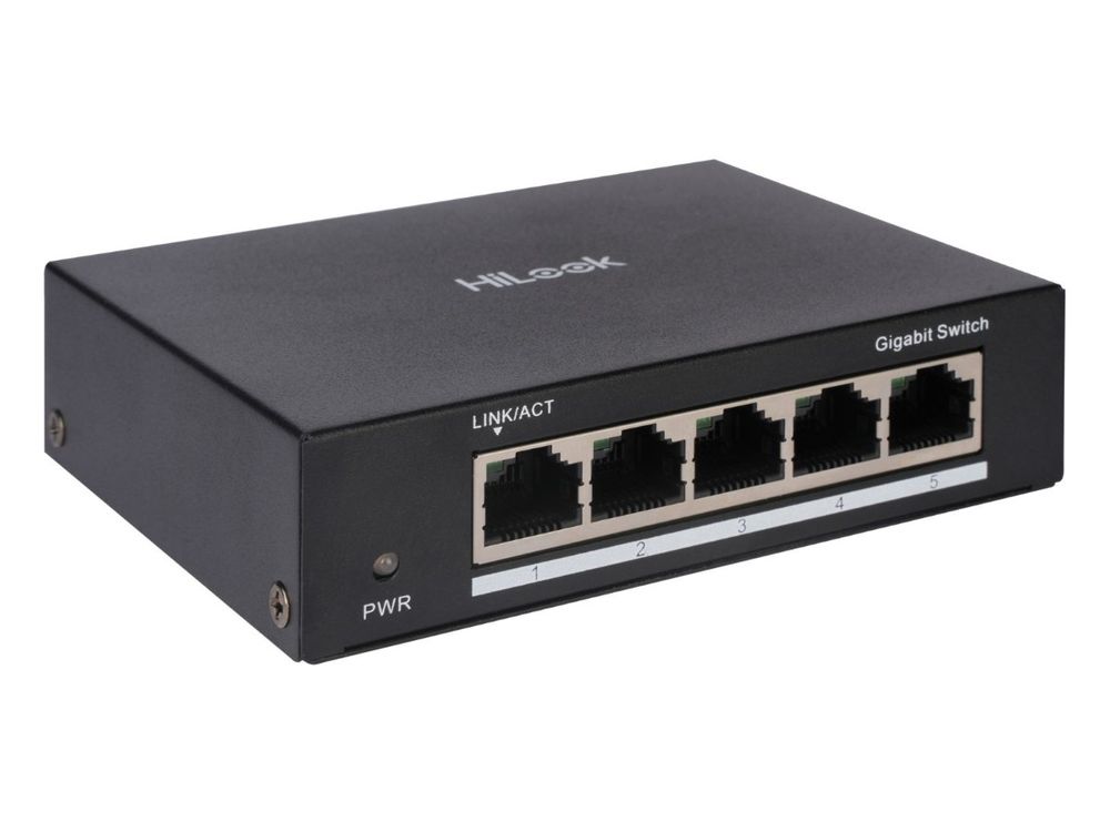 Switch retea HiLook NS-0505, 5 porturi Gigabit RJ45, fara management, carcasa metalica, fara ventilator
