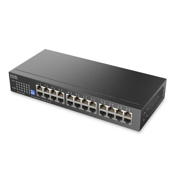 Switch retea pentru birou Zyxel GS1100-24ES-EU0101F, 24x GbE RJ-45, fara management, DIP switch, 48 Gbps, montaj rack sau perete