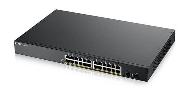 Switch retea PoE Zyxel GS190024HPV2-EU0101F, cu management inteligent, 24x Gigabit PoE si 2x SFP, buget PoE 170W, montare in rack