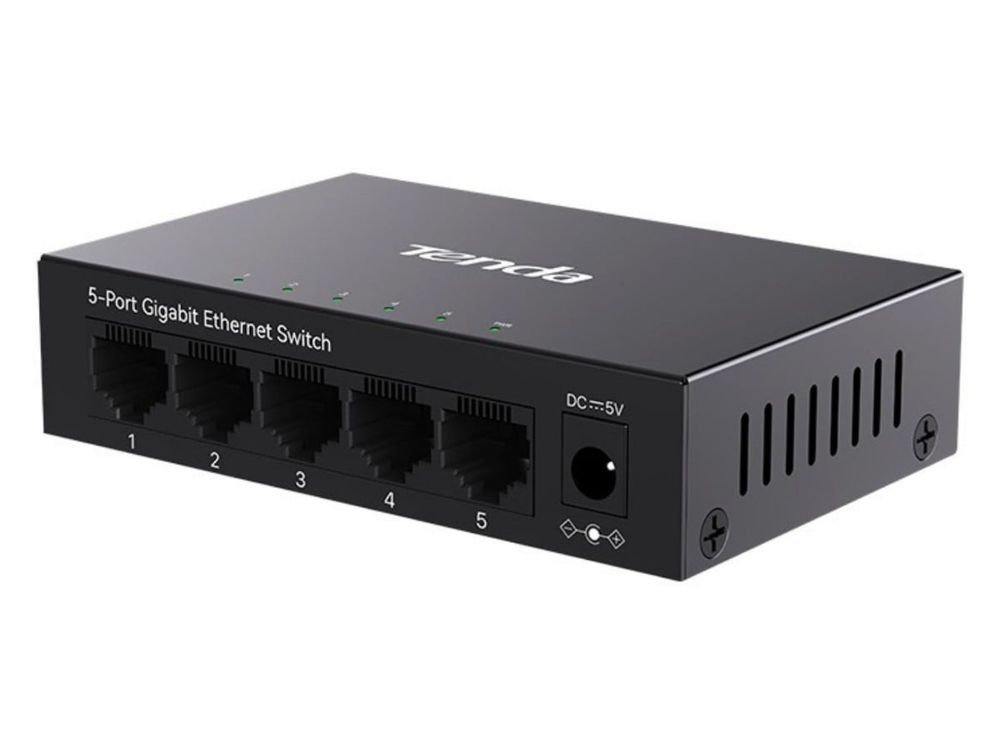Switch retea Tenda TND-TEG1005D, v4.0, 5 porturi RJ45, fara management, 10Gbps, carcasa metalica, montare perete/birou