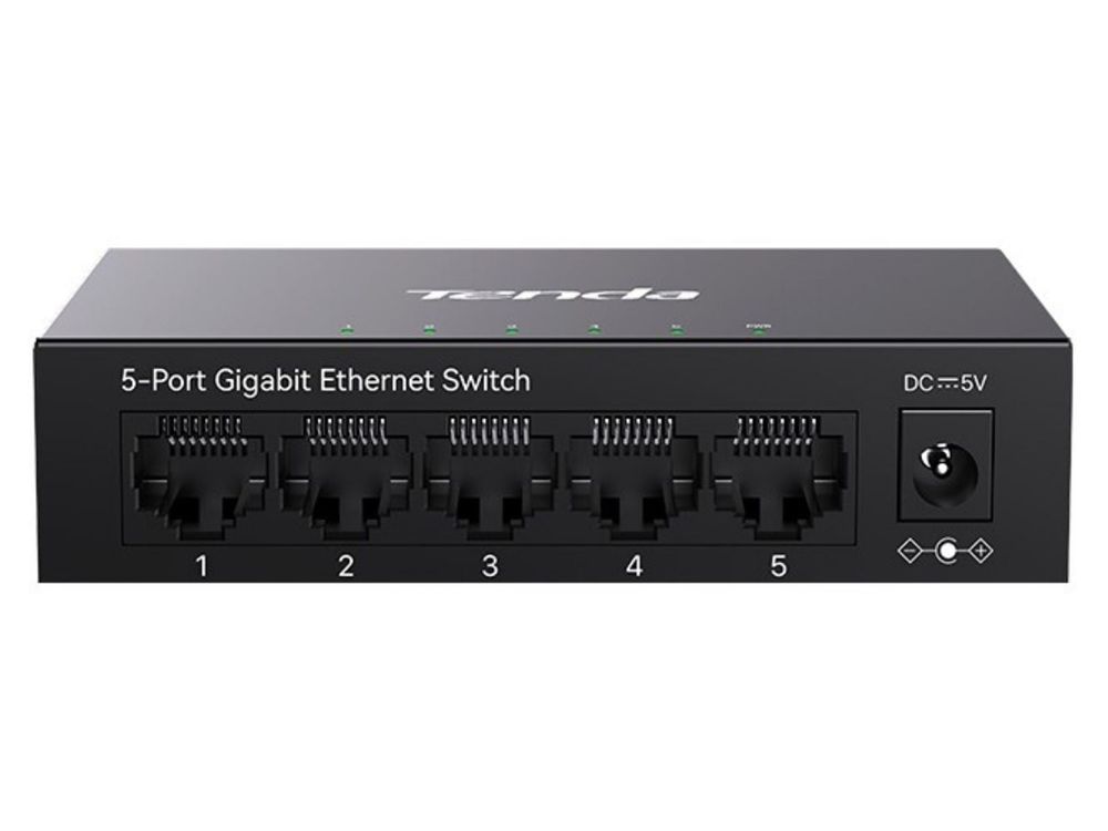 Switch retea Tenda TND-TEG1005M, 5 porturi RJ45 1Gbps, fara management, carcasa metalica, 10Gbps, montare perete/birou