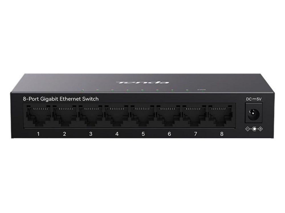 Switch retea Tenda TND-TEG1008M, V3.1, 8 porturi RJ45 1Gbps, fara management, carcasa metalica, 16Gbps, montare perete/birou