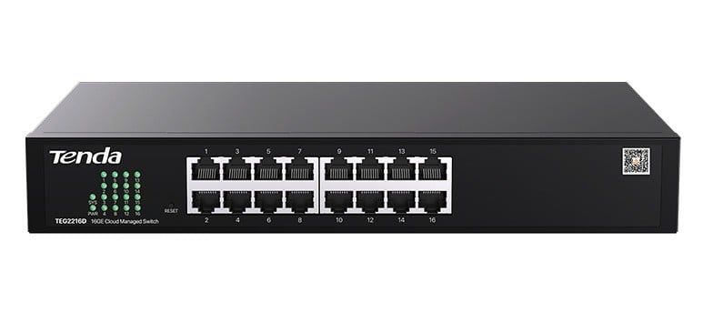 Switch retea Tenda TND-TEG2216D, 16 porturi Gigabit, management cloud si local, protectie 6KV, VLAN, QoS, montare rack