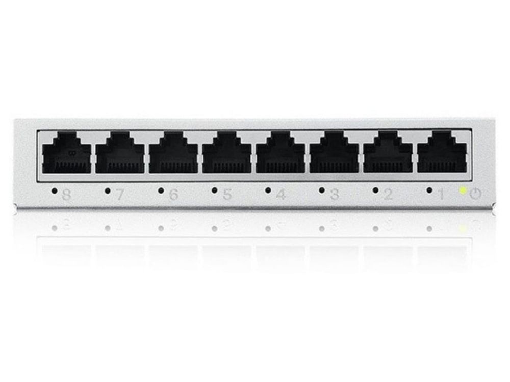 Switch Zyxel GS-108BV5-EU0101F, 8 porturi Gigabit Ethernet, capacitate switching 16 Gbps, fara ventilator, fara management