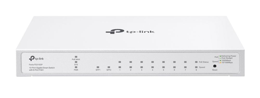 Switch 10 porturi Gigabit Tp-Link Festa FS310GP, 8 porturi PoE+, 2 porturi SFP, 61W, cu management