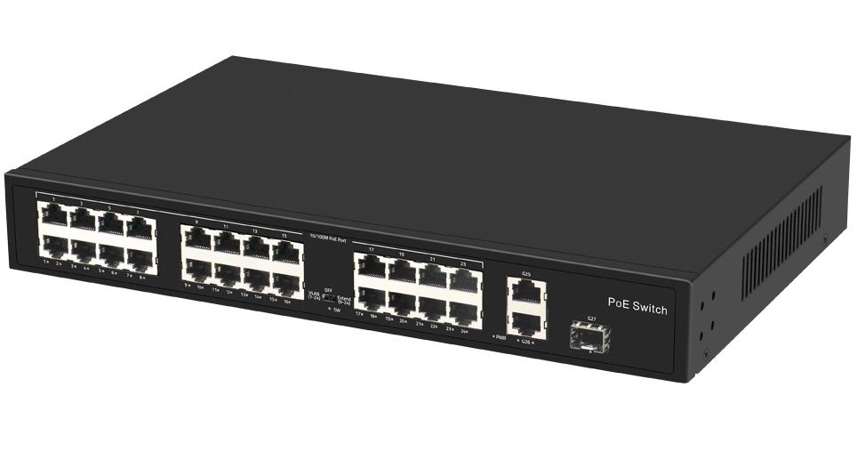 Switch 24 porturi PoE 300W cu Management + 1 SFP 1000 Mb/s + 2 WAN Gigabit