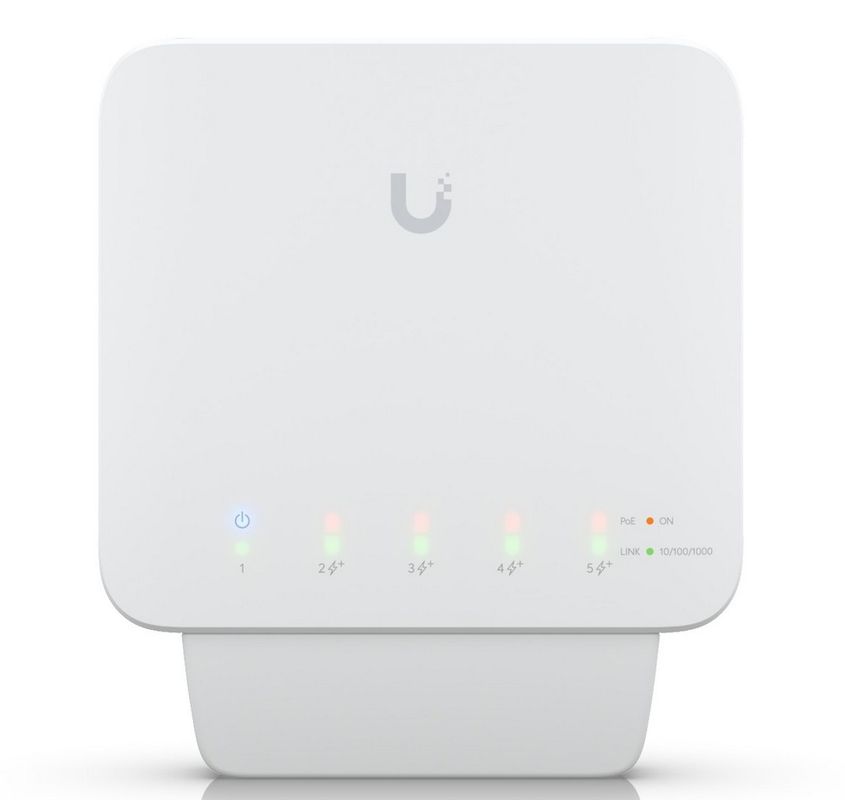 Switch 5 porturi PoE Gigabit, 46W, indicator LED, Ubiquiti USW-FLEX