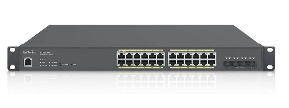 Switch 24 porturi PoE+, 4x 10Gbps SFP+, 240W buget PoE, cu management, EnGenius ECS1528P