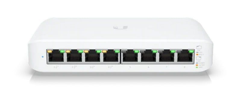 Switch cu 8 porturi Gigabit mixte Ubiquiti, 4 Porturi PoE pana la 52W, 4 Porturi LAN, USW-Lite-8-POE