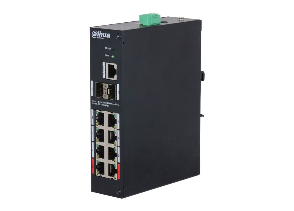 Switch cu management 10 porturi Dahua HS4210-8GT-110, 8x port PoE, PoE Watchdog