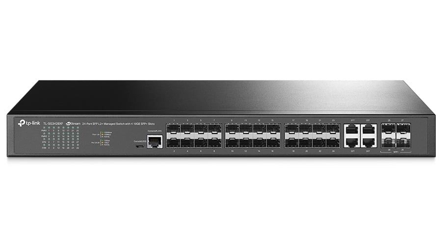 Switch cu management, 24 porturi SFP L2+, 4 sloturi 10GE SFP+, Integrare in Omada SDN, TP-LINK TL-SG3428XF