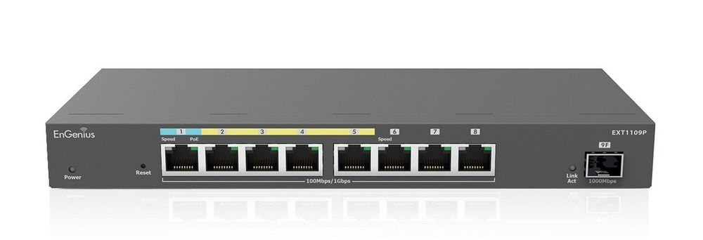 Switch extender PoE, 3xGE, 4xGE PoE, 1xGE PD, 1xSFP, cu management, EnGenius EXT1109P